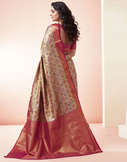 Golden Jacquard Silk Saree