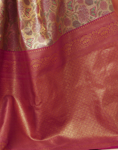 Golden Jacquard Silk Saree