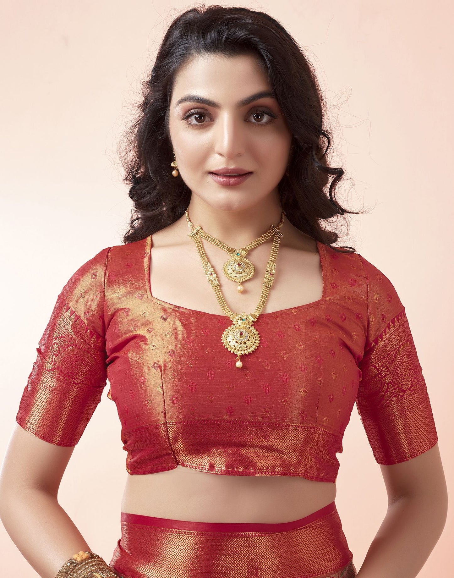 Golden Jacquard Silk Saree