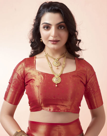 Golden Jacquard Silk Saree