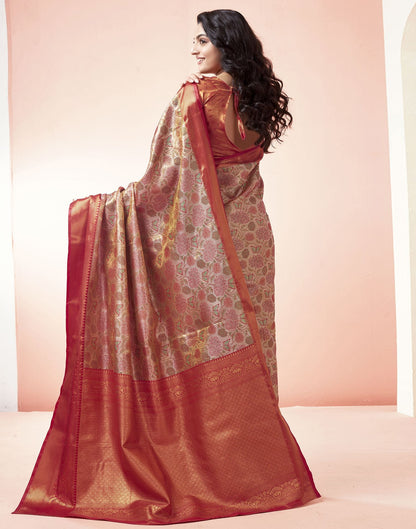 Golden Jacquard Silk Saree
