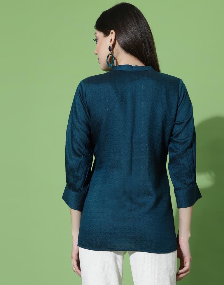 Teal Geathered Top | Leemboodi