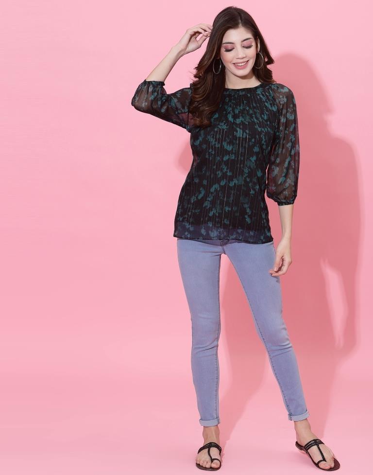 Black Printed Top | Leemboodi