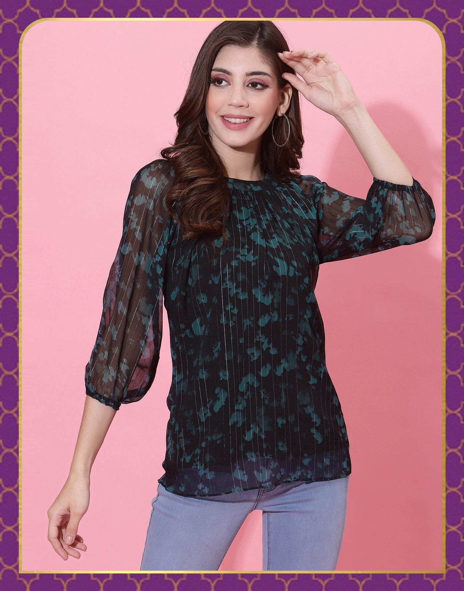 Black Printed Top | Leemboodi
