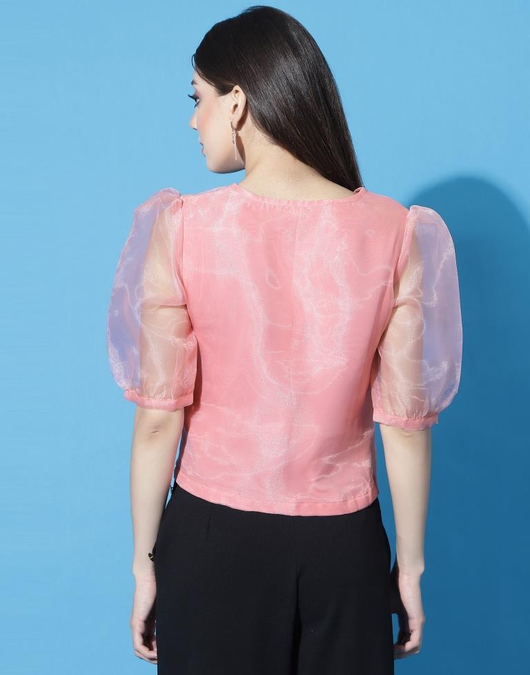 Pink Organza Puff Sleeve Top | Leemboodi