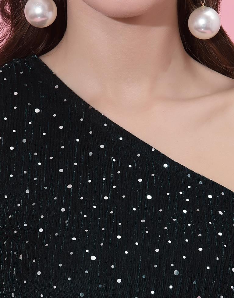 Black One Shoulder Sparkle Top | Sudathi