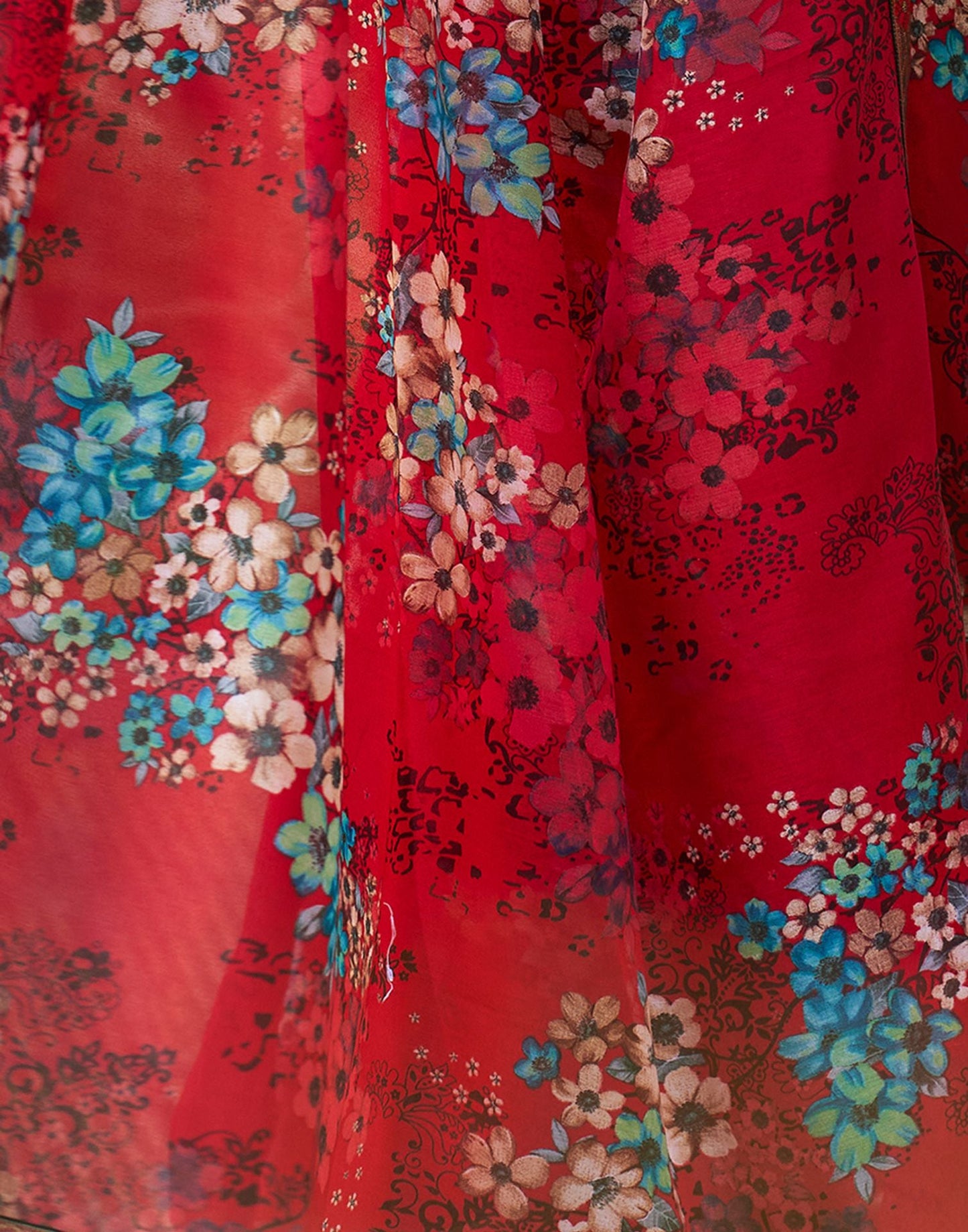 Red Printed Silk Saree