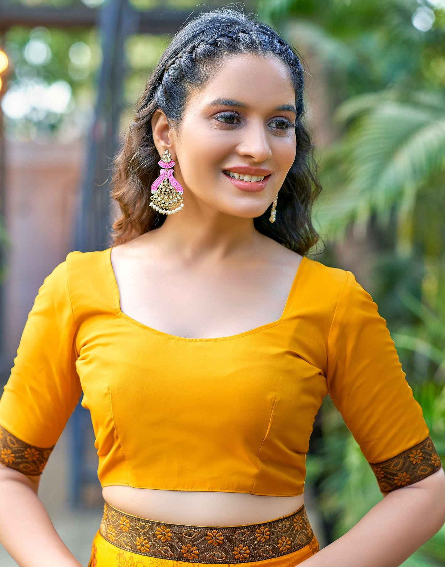 Turmeric Yellow & Multicoloured Printed Silk Saree