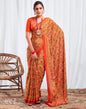 Rust Silk Printed Saree