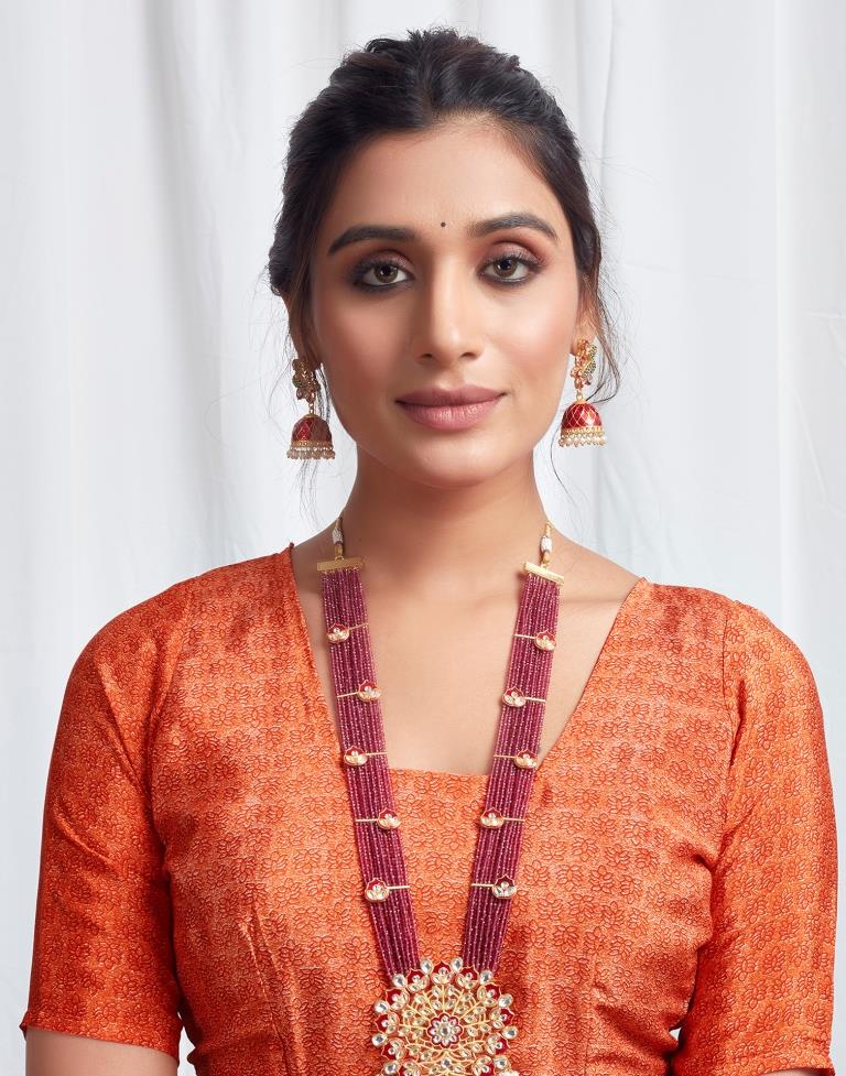 Rust Silk Printed Saree