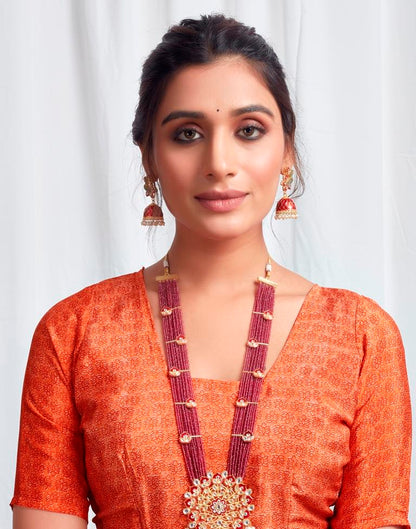 Rust Silk Printed Saree