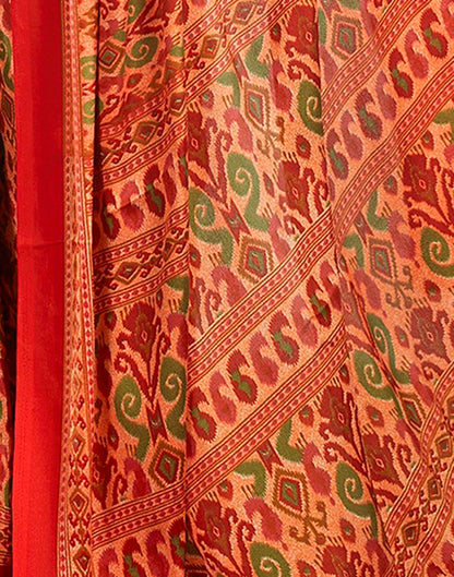 Rust Silk Printed Saree