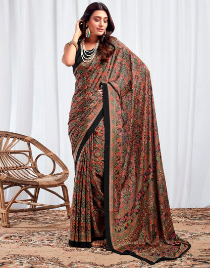 Black Silk Printed Saree