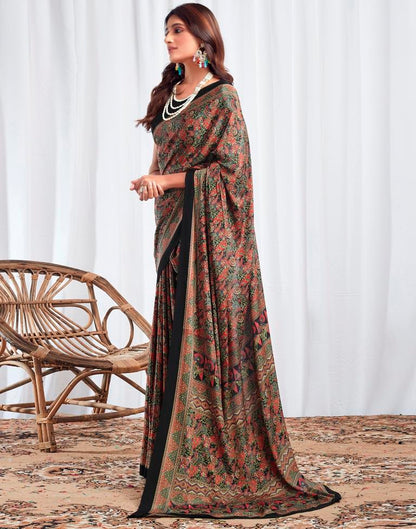 Black Silk Printed Saree