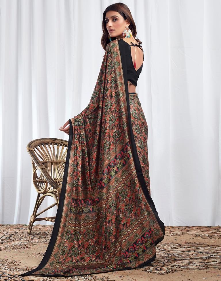Black Silk Printed Saree