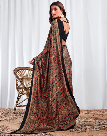 Black Silk Printed Saree