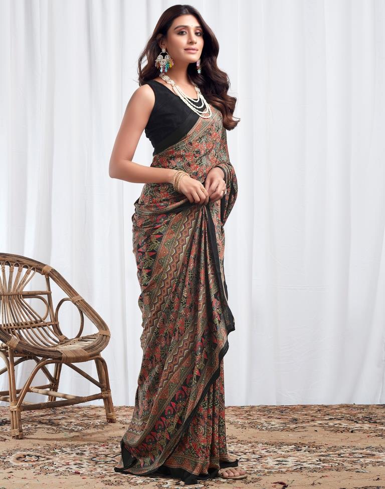 Black Silk Printed Saree