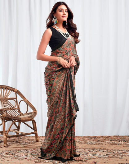 Black Silk Printed Saree