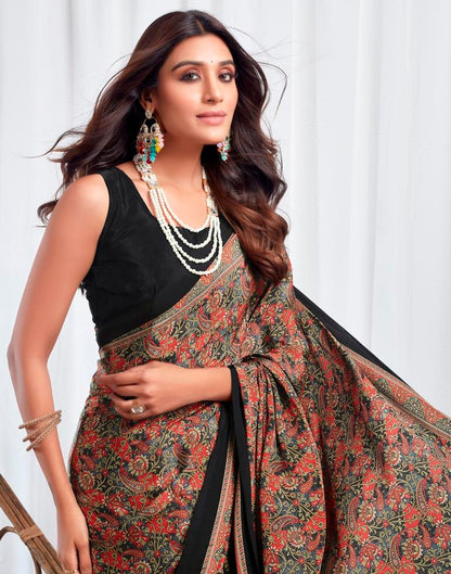 Black Silk Printed Saree