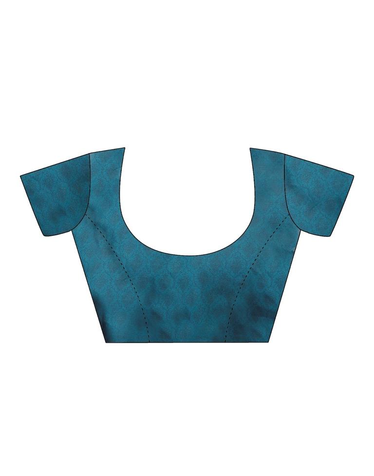 Rama Blue Silk Printed Saree