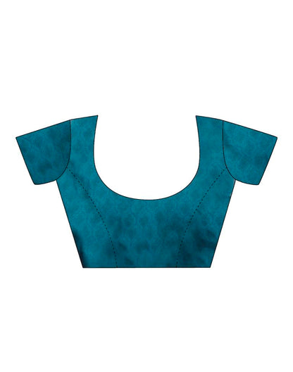 Rama Blue Silk Printed Saree