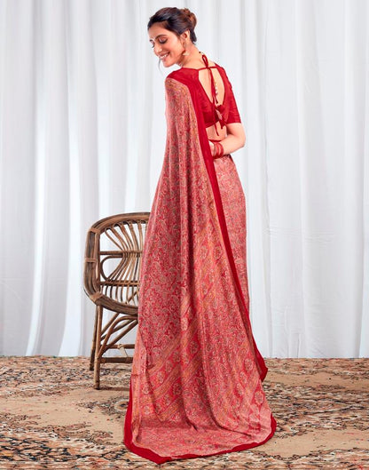 Red Silk Printed Saree