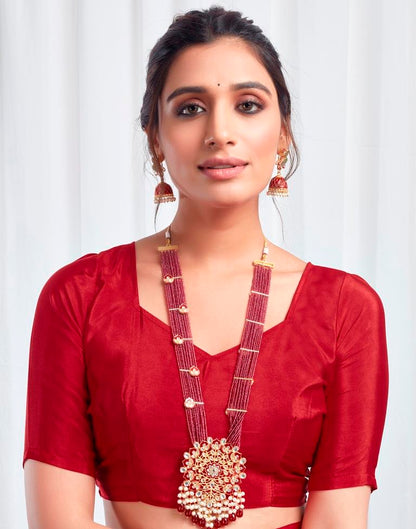 Red Silk Printed Saree