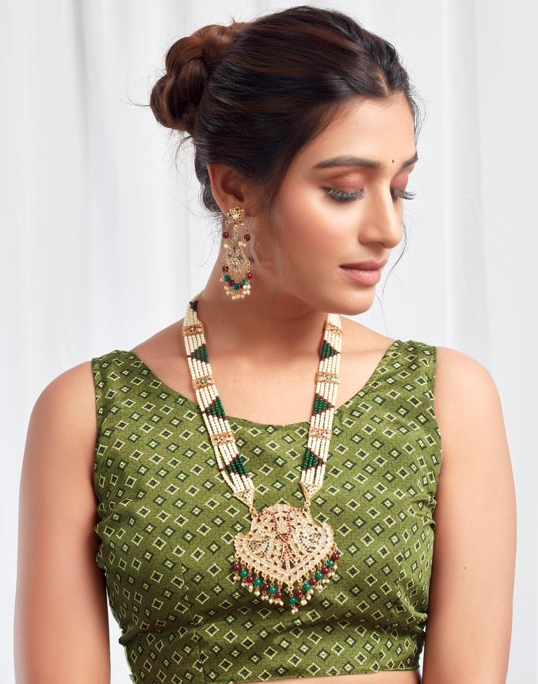 Mehndi Green Silk Printed Saree