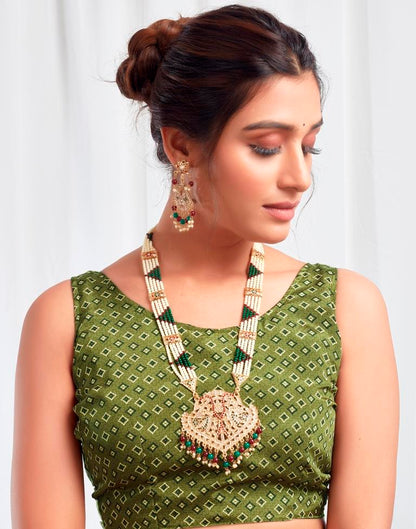 Mehndi Green Silk Printed Saree