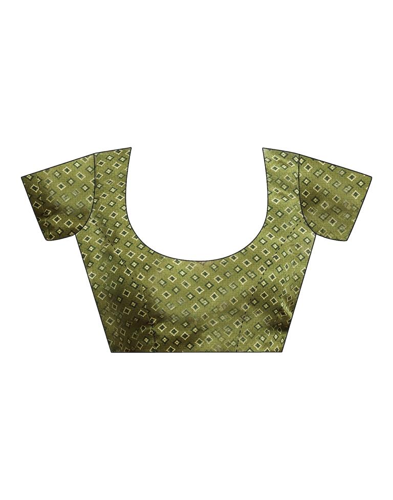 Mehndi Green Silk Printed Saree