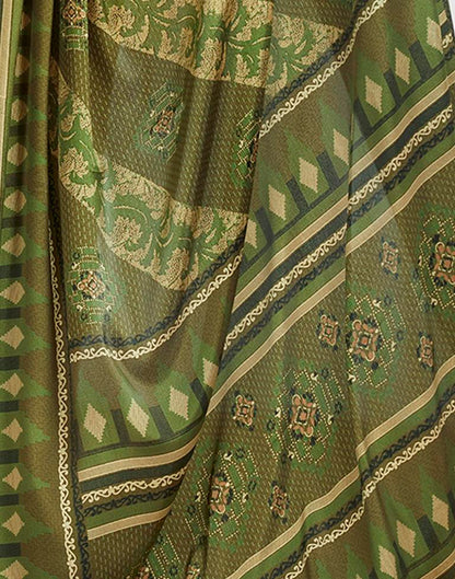 Mehndi Green Silk Printed Saree