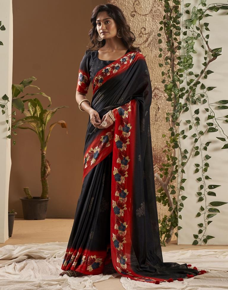 Black Silk Printed Saree