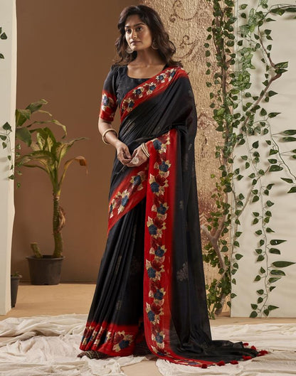 Black Silk Printed Saree