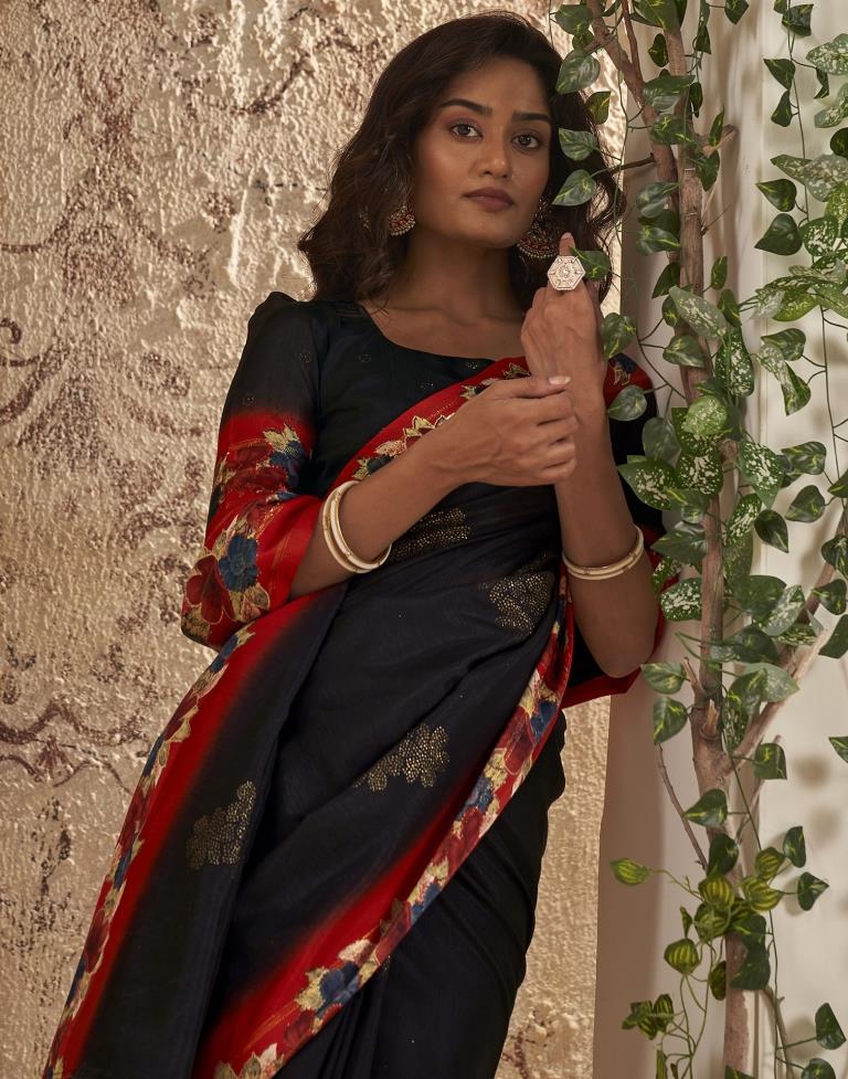 Black Silk Printed Saree