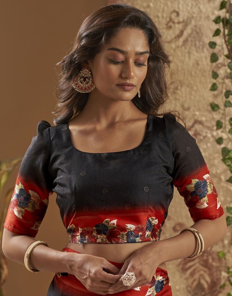 Black Silk Printed Saree