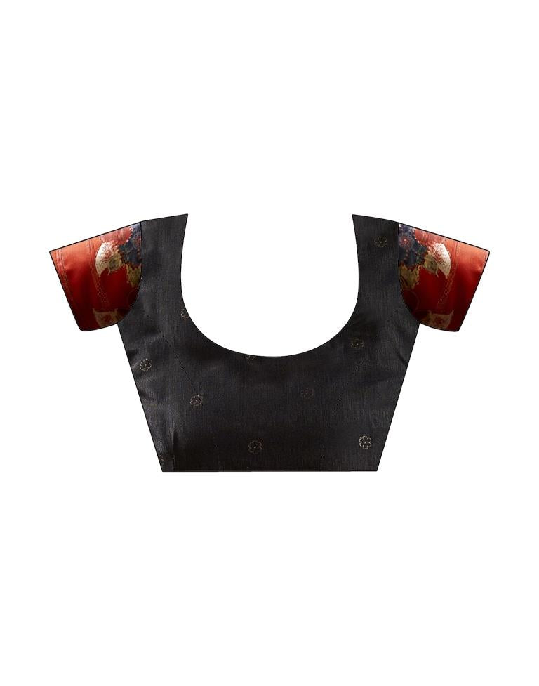 Black Silk Printed Saree