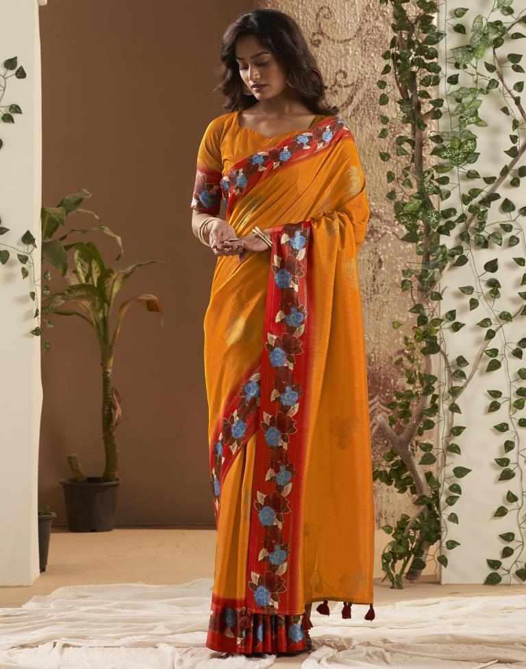 Turmeric Silk Printed Saree