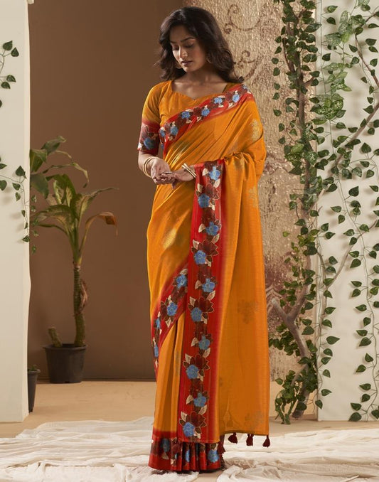 Turmeric Silk Printed Saree