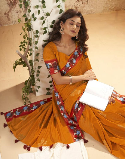Turmeric Silk Printed Saree
