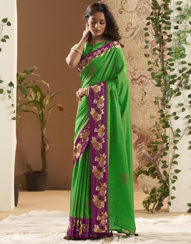 Green Silk Printed Saree