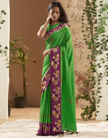 Green Silk Printed Saree
