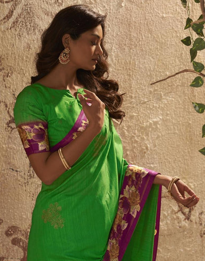Green Silk Printed Saree