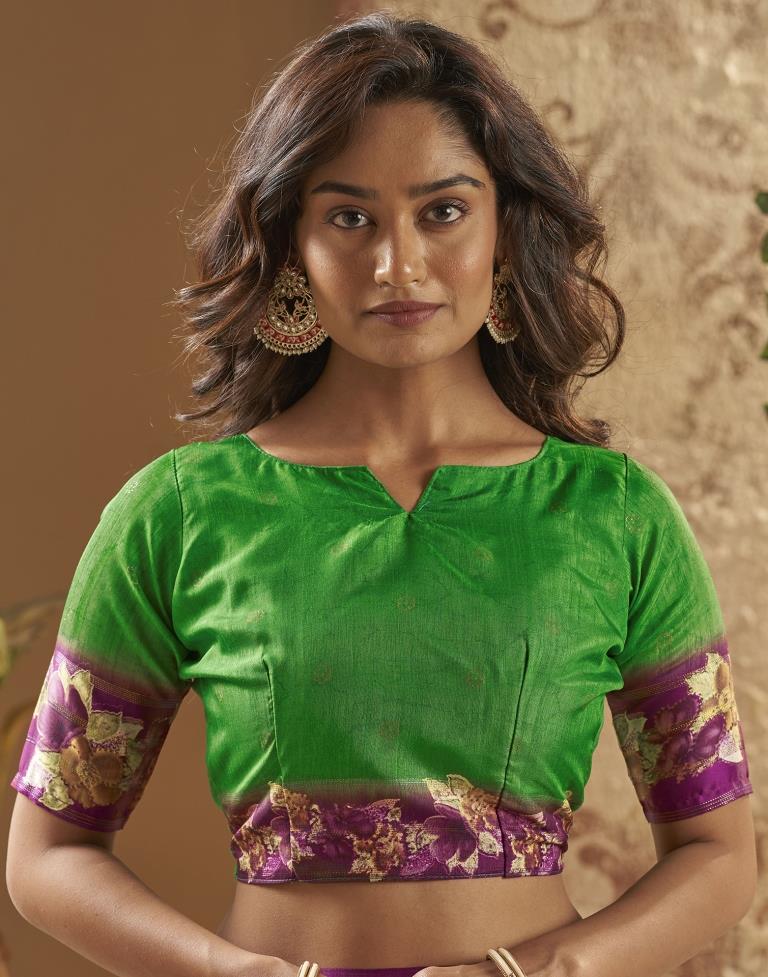 Green Silk Printed Saree