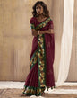 Maroon Silk Printed Saree