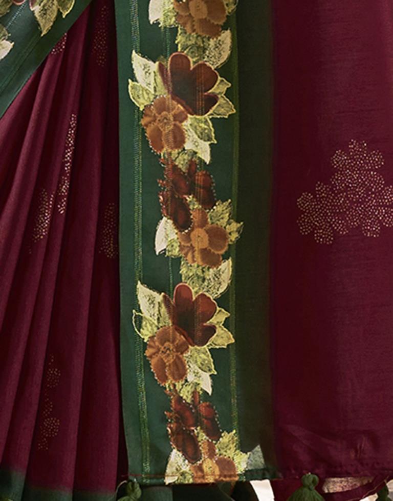 Maroon Silk Printed Saree