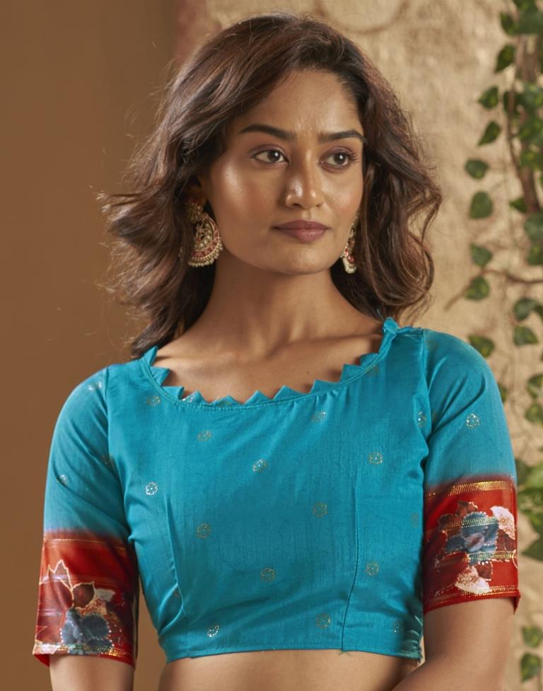 Blue Silk Printed Saree