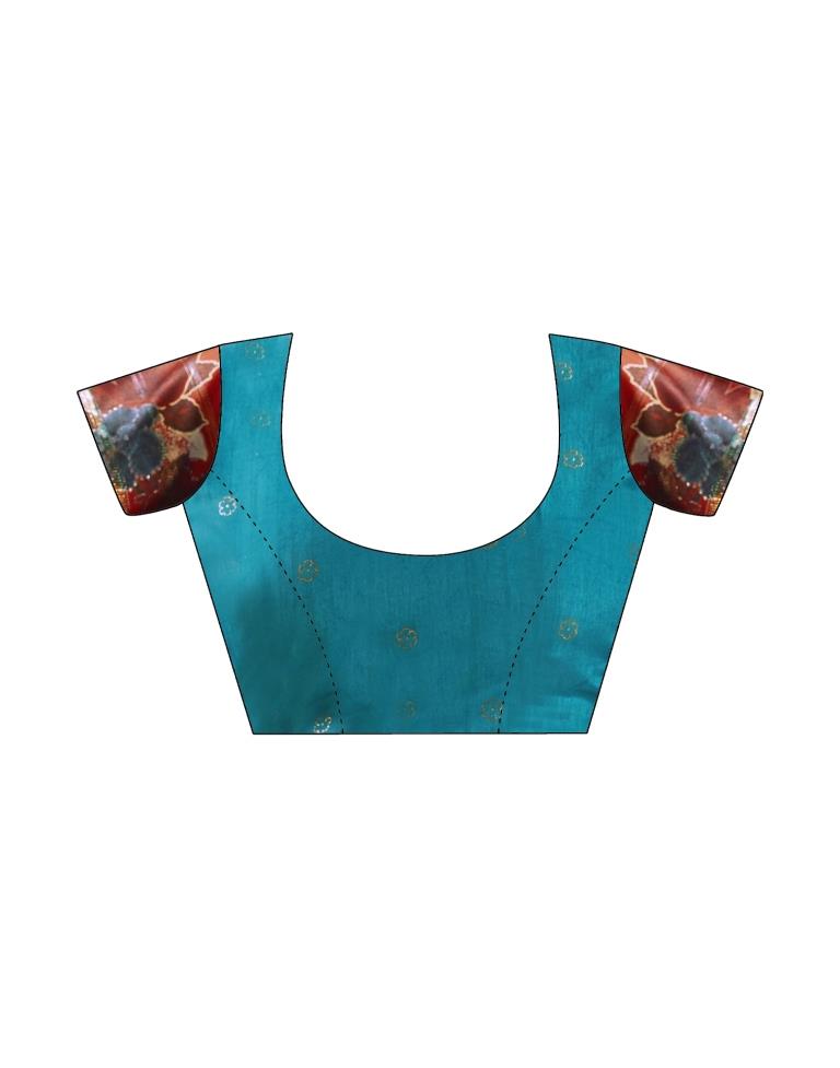 Blue Silk Printed Saree