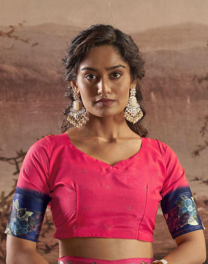 Deep Pink Silk Printed Saree