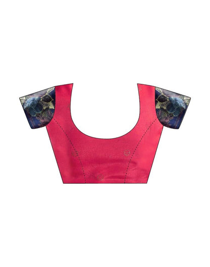 Deep Pink Silk Printed Saree