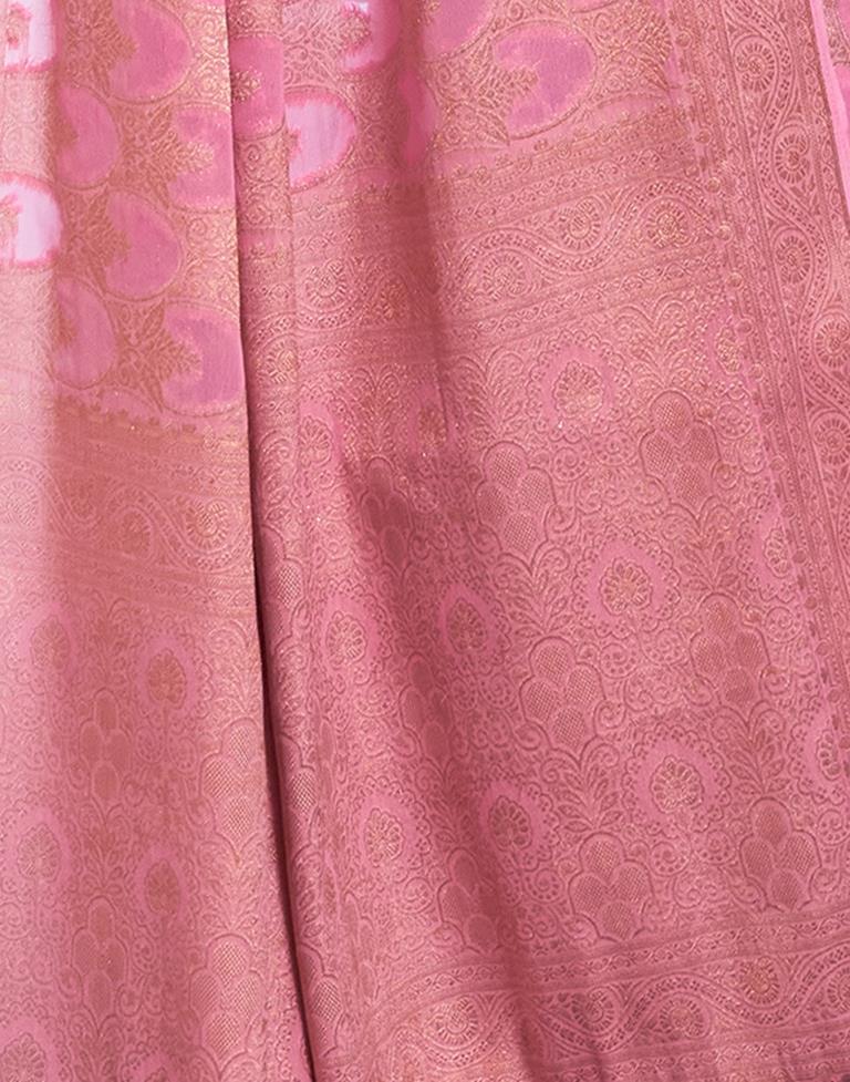 Light Pink Silk Plain Saree